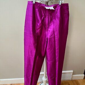 JONES NEW YORK 12 100% Silk Fully Lined Luxury PANTS Hot Pink!